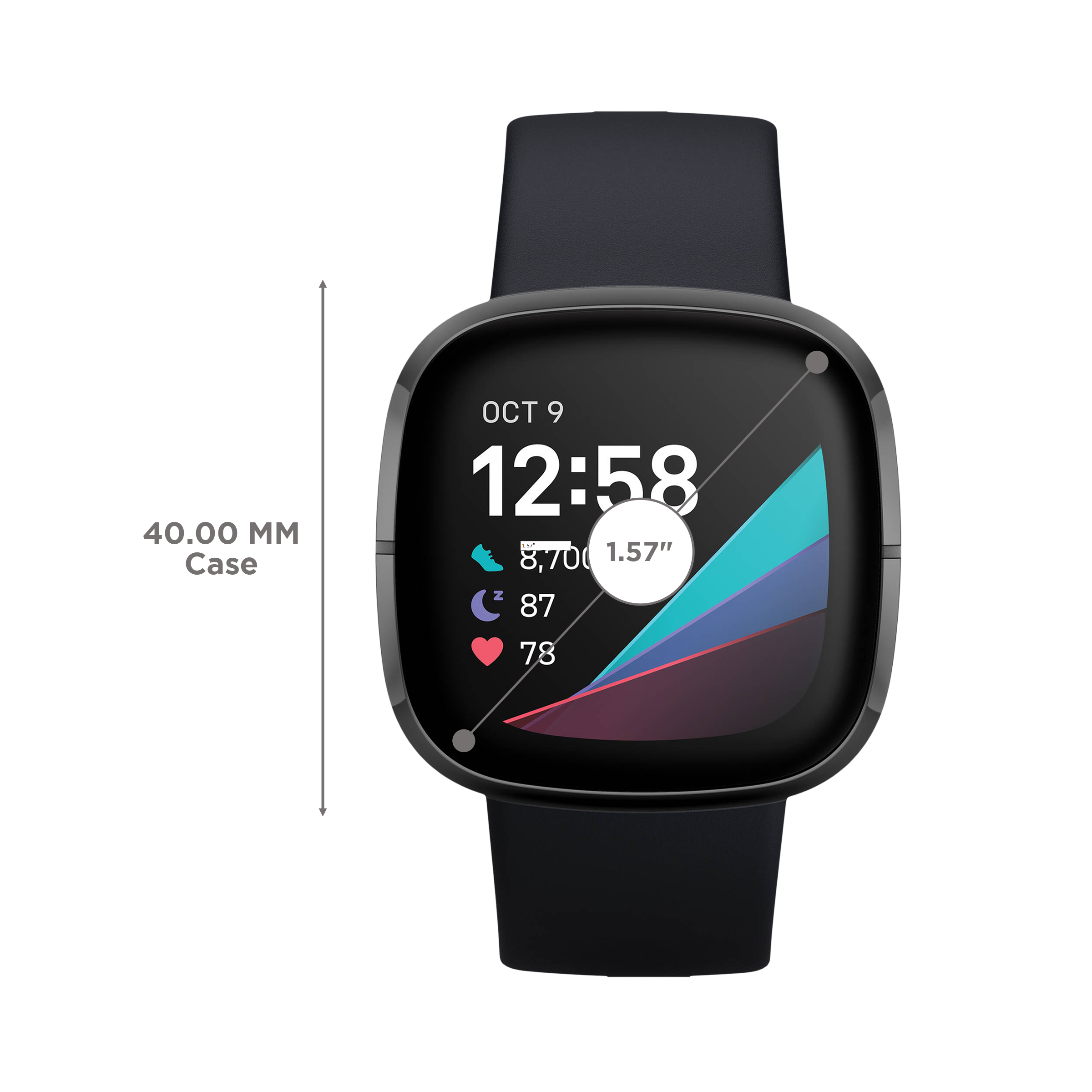 Fitbit versa sales screen size mm